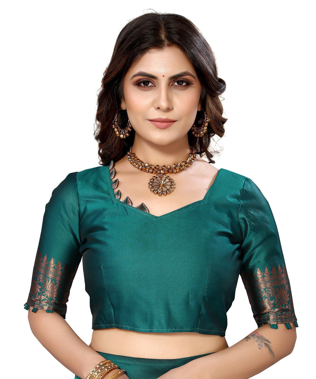 Vamika Rama Banarasi Jacquard Weaving Saree - Distacart