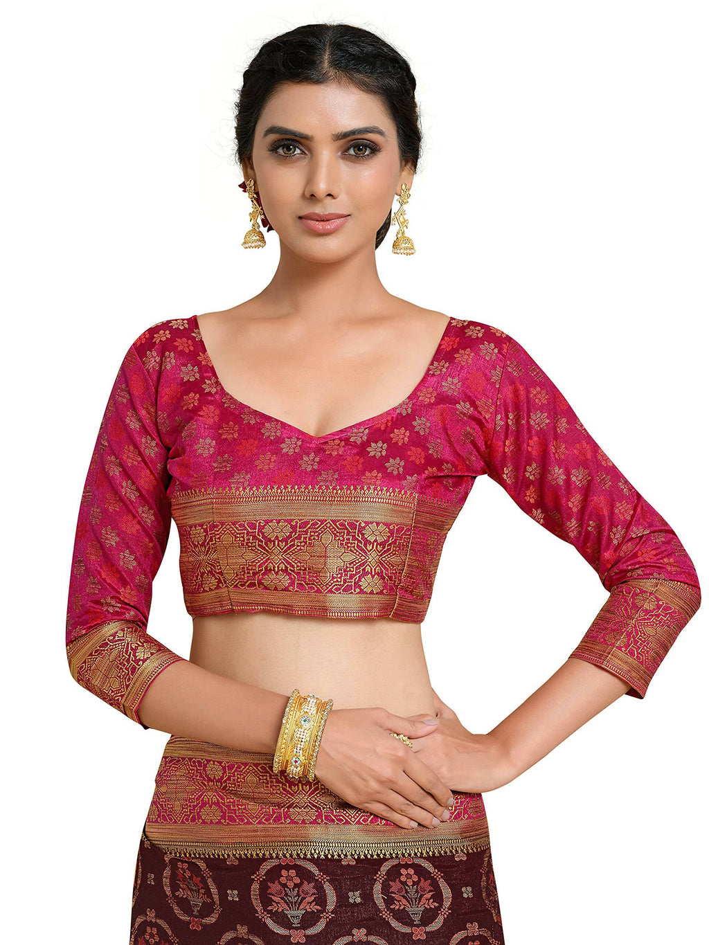 Mimosa Women's Kanjivaram Art Silk Burgundy Saree - Distacart
