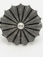 NVR Women's Silver-Toned Floral Shape Adjustable Finger Ring