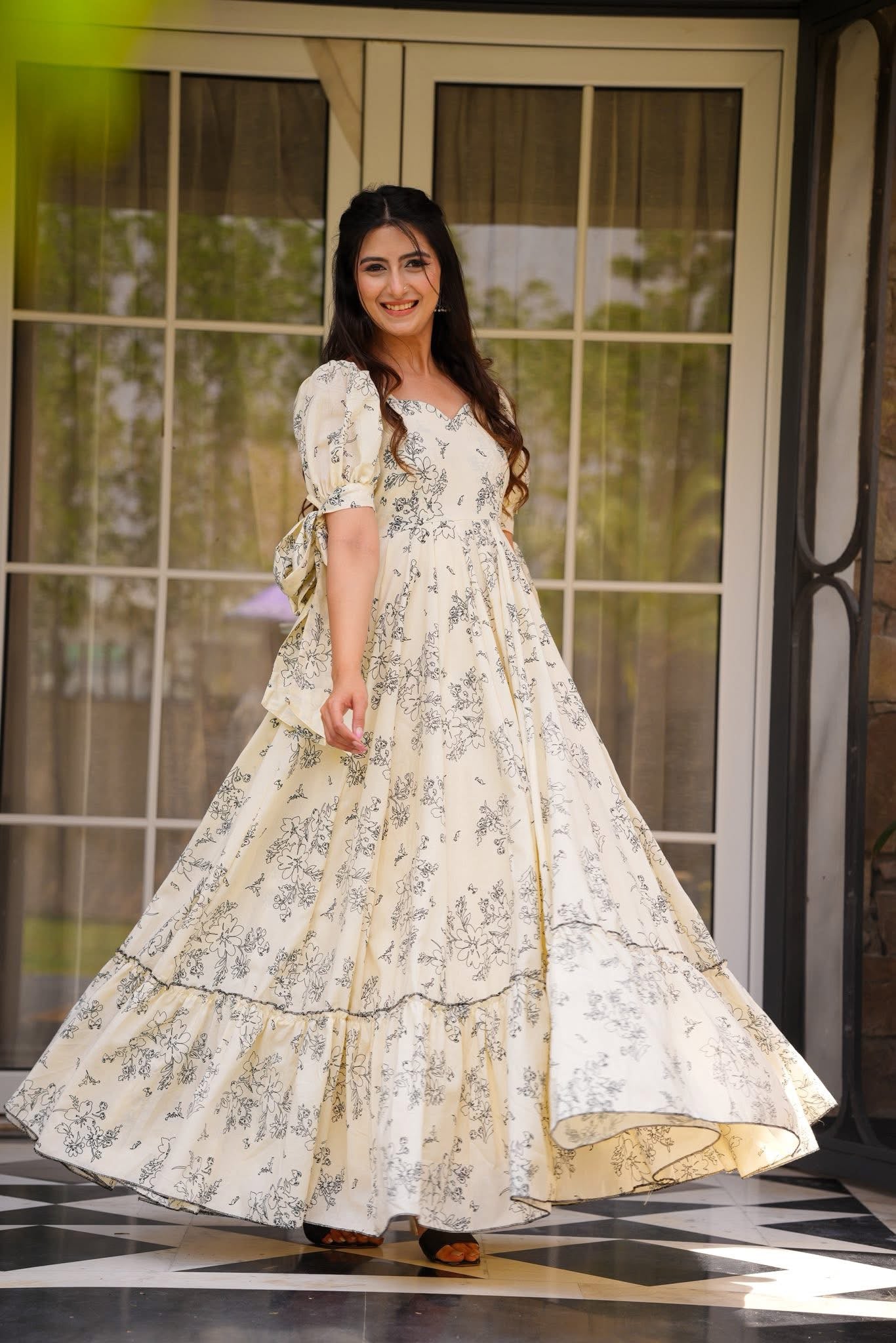 The52 Women's Gorgeous Flared Partywear Designer Poly Rayon Gown - Distacart