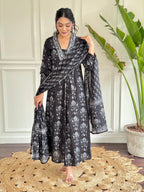 Teeya Creation Black Colour Pure Cotton Digital Print Fully Stitched Kurti Set - Distacart