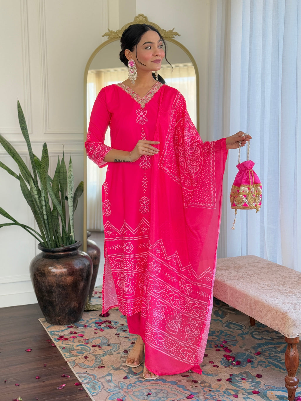 Teeya Creation Pink Colour French Crepe Digital Print With Embroidery Work Fully Stitched Kurti Set - Distacart