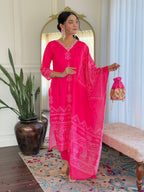 Teeya Creation Pink Colour French Crepe Digital Print With Embroidery Work Fully Stitched Kurti Set - Distacart