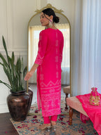 Teeya Creation Pink Colour French Crepe Digital Print With Embroidery Work Fully Stitched Kurti Set - Distacart