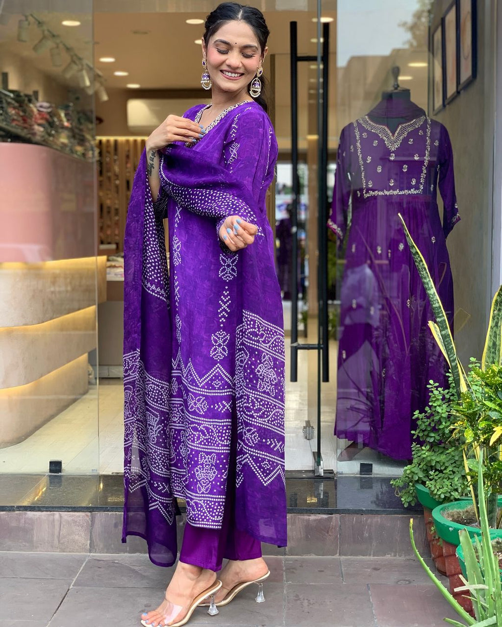 The52 Silk Blend Printed Fabric work Straight cut Kurta, Pant and Dupatta Set - Distacart