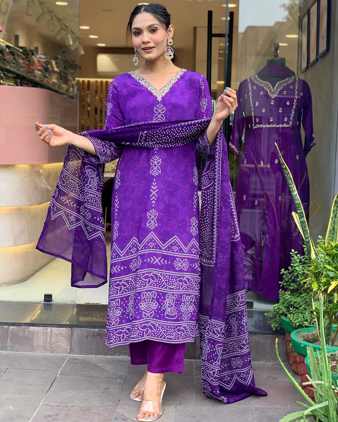The52 Silk Blend Printed Fabric work Straight cut Kurta, Pant and Dupatta Set - Distacart