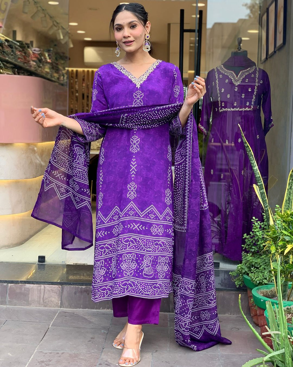 The52 Silk Blend Printed Fabric work Straight cut Kurta, Pant and Dupatta Set - Distacart