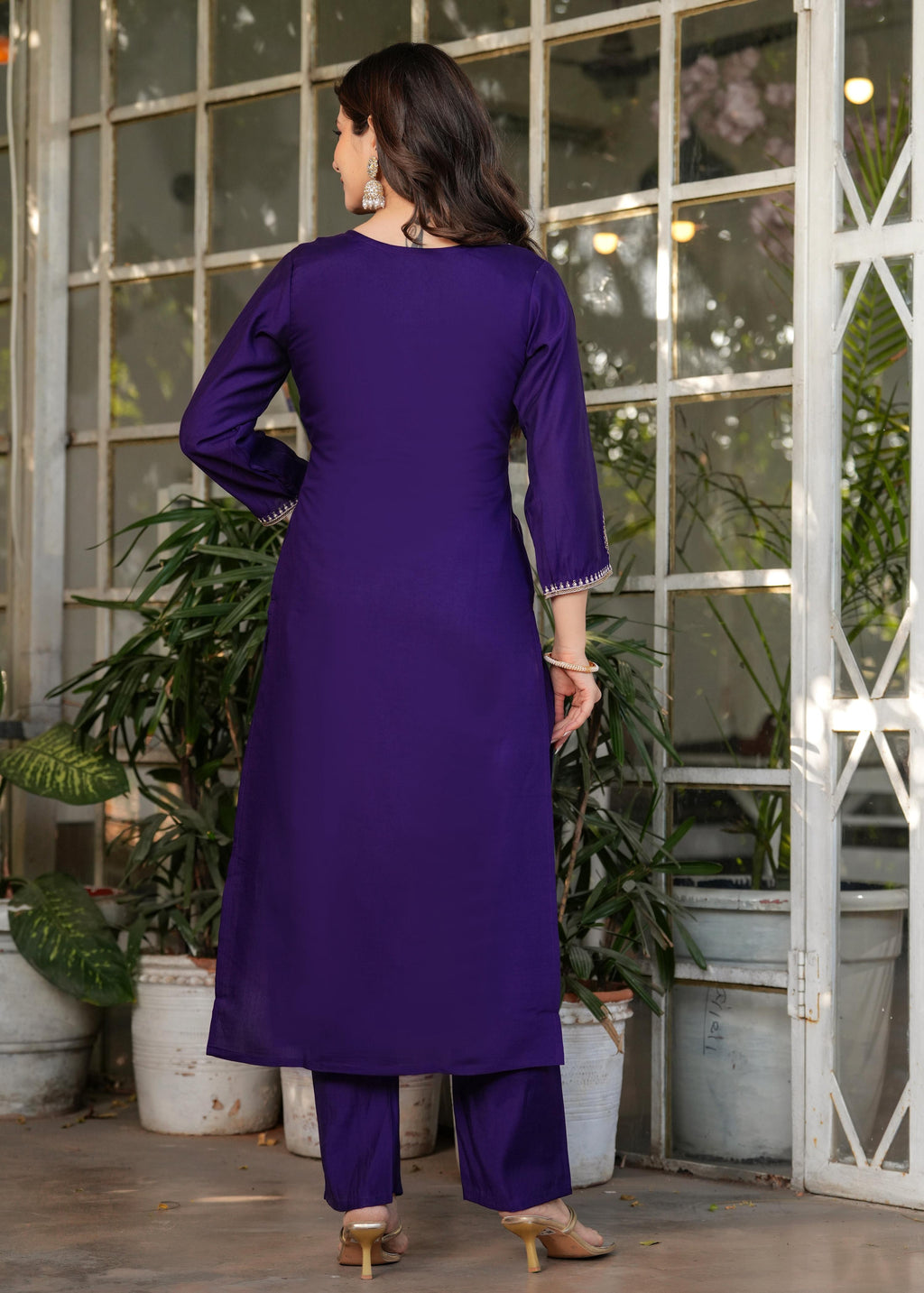 The52 Beautiful Embroidered Viscose Chanderi Fabric Straight Kurta, Pant and Dupatta Set - Distacart