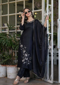 Teeya Creation Black Color Viscose Rayon Embroidery Work Fully Stitched Kurti Set - Distacart