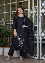 The52 Beautiful Thread Work Viscose Rayon Fabric Straight Kurta, Pant and Dupatta Set - Distacart