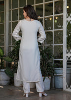 The52 Beautiful Thread Work Viscose Rayon Fabric Straight Kurta, Pant and Dupatta Set - Distacart