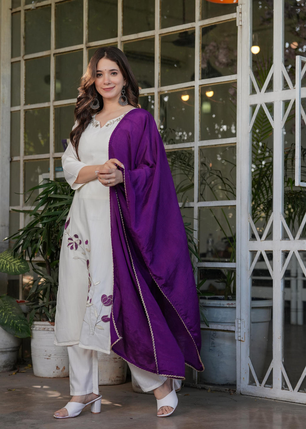 The52 Beautiful Thread Work Viscose Rayon Fabric Straight Kurta, Pant and Dupatta Set - Distacart