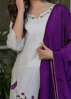 The52 Beautiful Thread Work Viscose Rayon Fabric Straight Kurta, Pant and Dupatta Set - Distacart