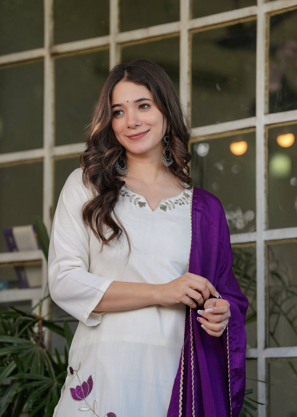 Teeya Creation White Color Viscose Rayon Embroidery Work Fully Stitched Kurti Set - Distacart