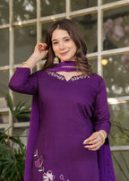 Teeya Creation Wine Color Viscose Rayon Embroidery Work Fully Stitched Kurti Set - Distacart