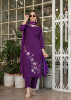 The52 Beautiful Thread Work Viscose Rayon Fabric Straight Kurta, Pant and Dupatta Set - Distacart