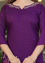 The52 Beautiful Thread Work Viscose Rayon Fabric Straight Kurta, Pant and Dupatta Set - Distacart