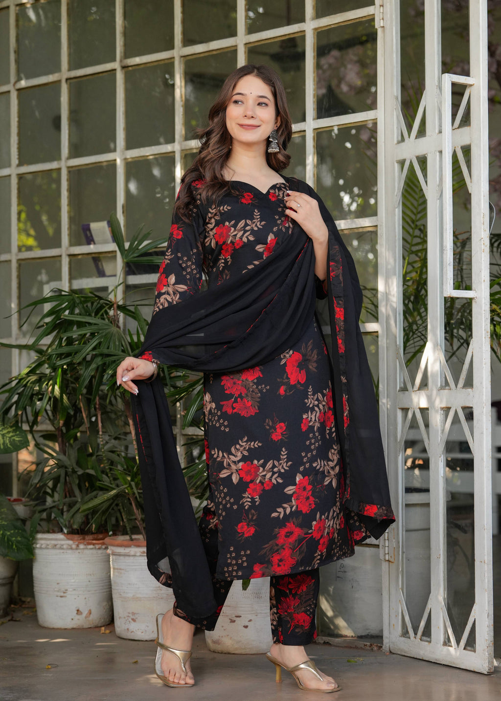 Teeya Creation Black Color Silk Blend Digital Print Fully Stitched Kurti Set - Distacart