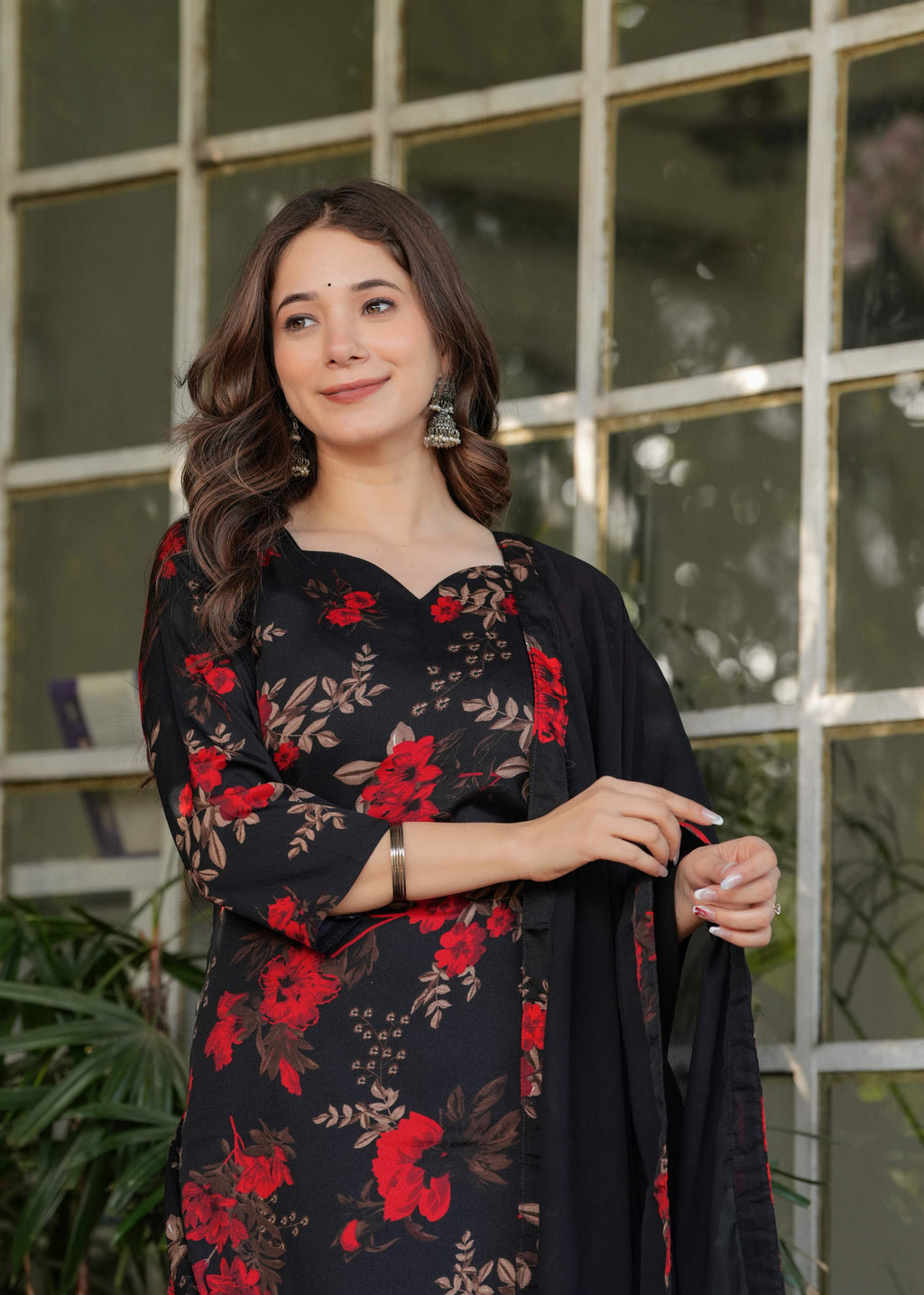 Teeya Creation Black Color Silk Blend Digital Print Fully Stitched Kurti Set - Distacart