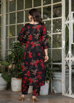 The52 Women's Printed Silk Blend Fabric Straight Kurta, Pant and Dupatta Set - Distacart