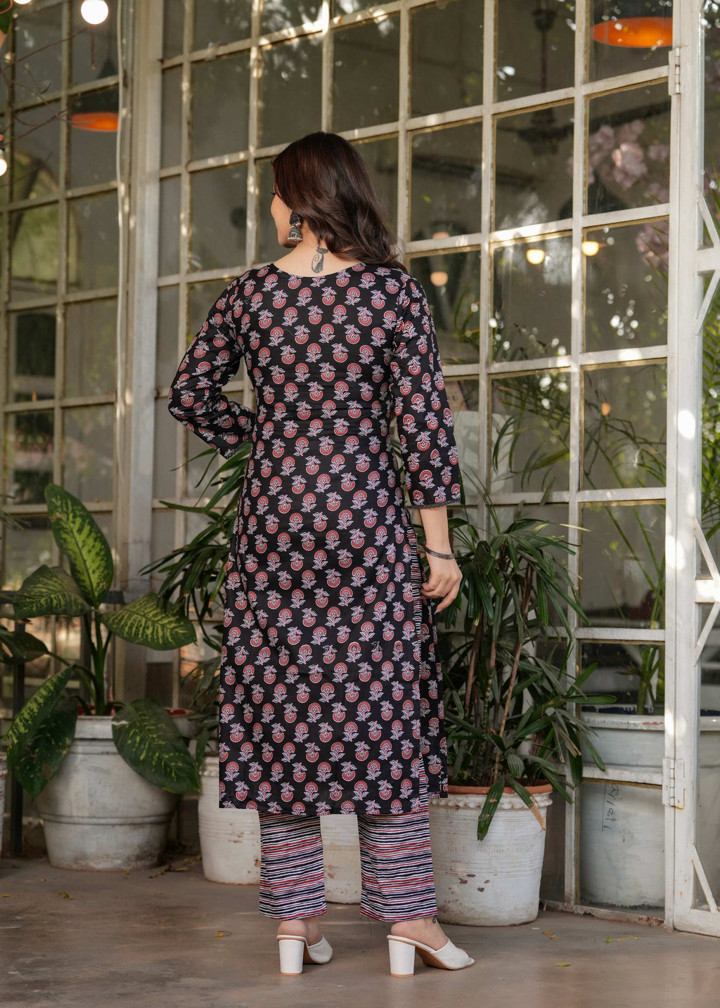 Teeya Creation Black Color Pure Cotton Digital Print Fully Stitched Kurti Set - Distacart