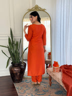 The52 Women's Beautiful Viscose Chinon Embroidered Straight Kurta with Pant And Dupatta Set - Distacart