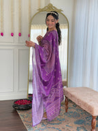 Teeya Creation Purple Color French Crepe With Digital Print And Embroidery Work Fully Stitched Kurti Set - Distacart