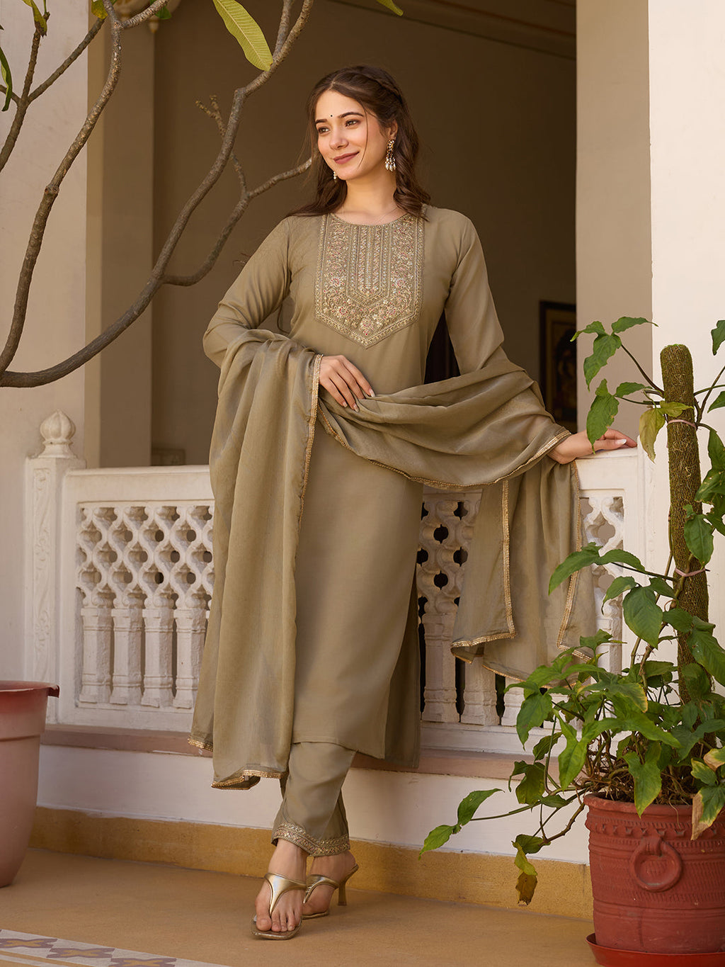 Teeya Creation Deep Stone Color Rayon Embroidery Work Fully Stitched Kurti Set - Distacart