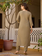Teeya Creation Deep Stone Color Rayon Embroidery Work Fully Stitched Kurti Set - Distacart