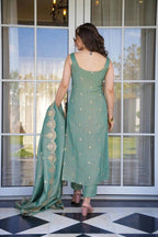 The52 Women Viscose Zari Chanderi Fabric Straight Kurta, Pant and Dupatta Set - Distacart