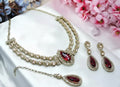 Jewel City Teardrop Bridal Necklace Set with Earrings & Maang Tikka - Ethnic Wedding Jewelry for Brides & Parties