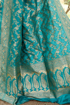 Joban Fashion Green Banarasi Soft Pure Handloom Banarasi Silk Saree