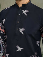 Vastranavya Black Exclusive Festival Wear Viscose Silk Thread & Sequence Embroidered Work Kurta