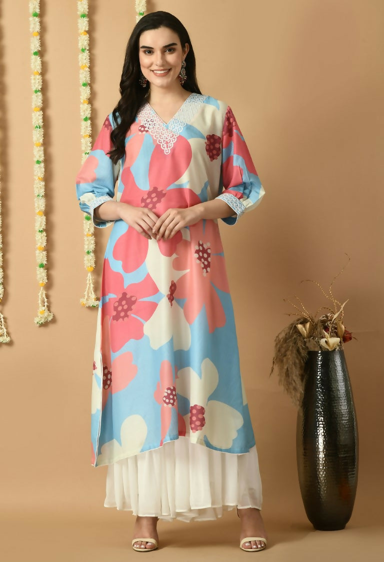 Joban Fashion Print Maslin Kurta Set