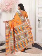 Shree Shyam Fashion Silk Blend Orange Saree - Distacart