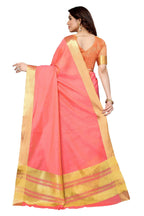 Vamika Peach Cotton Polyester Silk Weaving Saree - Distacart