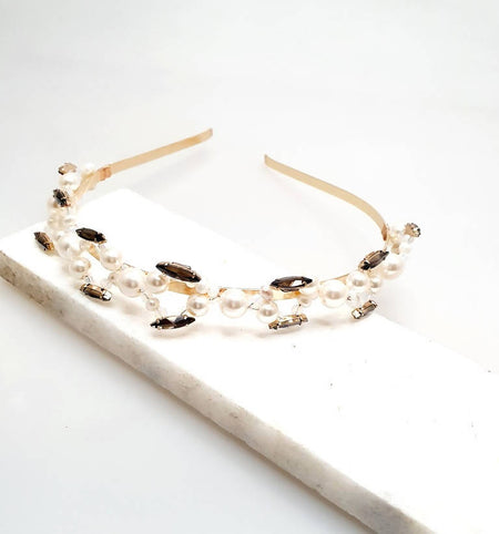 Bling Accessories Rhine Stone Glass Crystal Hair Band with Swarovski Glass Pearls