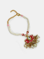 NVR Women & Men Set of 2 Pink Lotus Shape Kundan-Studded & Beaded Handcrafted Wraparound Rakhi Set With Roli Chawal - Distacart