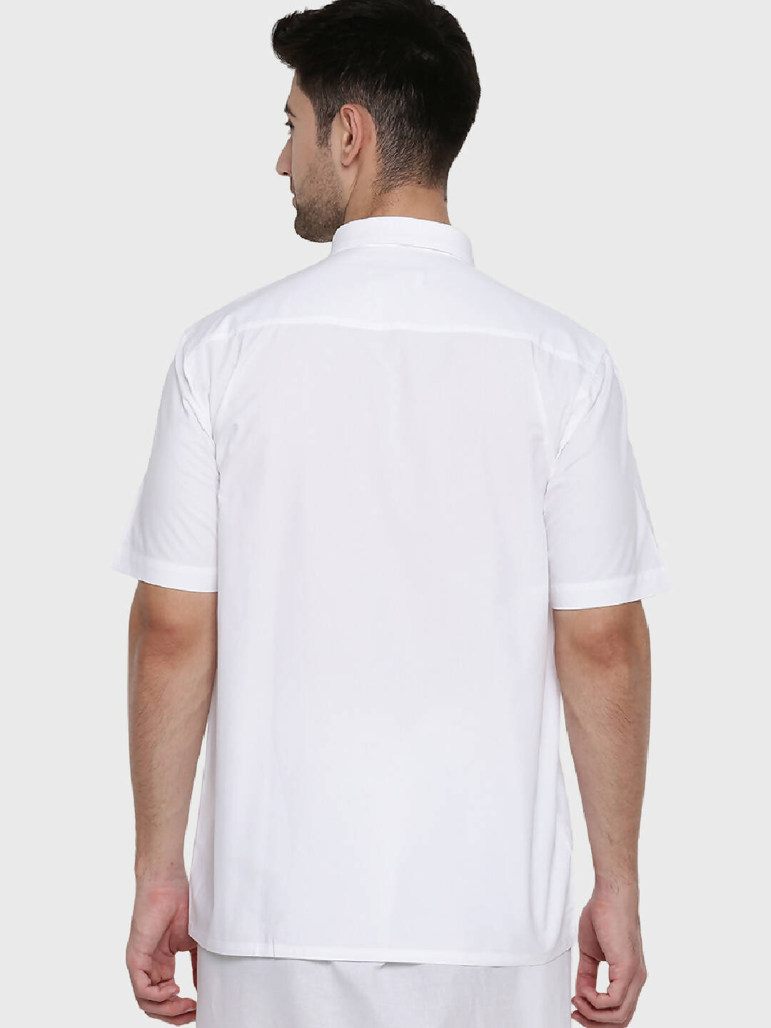Ramraj Cotton Mens Half Sleeve Formal Poly Cotton White Shirt