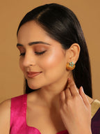 Nuyug 22K Gold-Plated Turquoise Flower Stud Earrings - Distacart