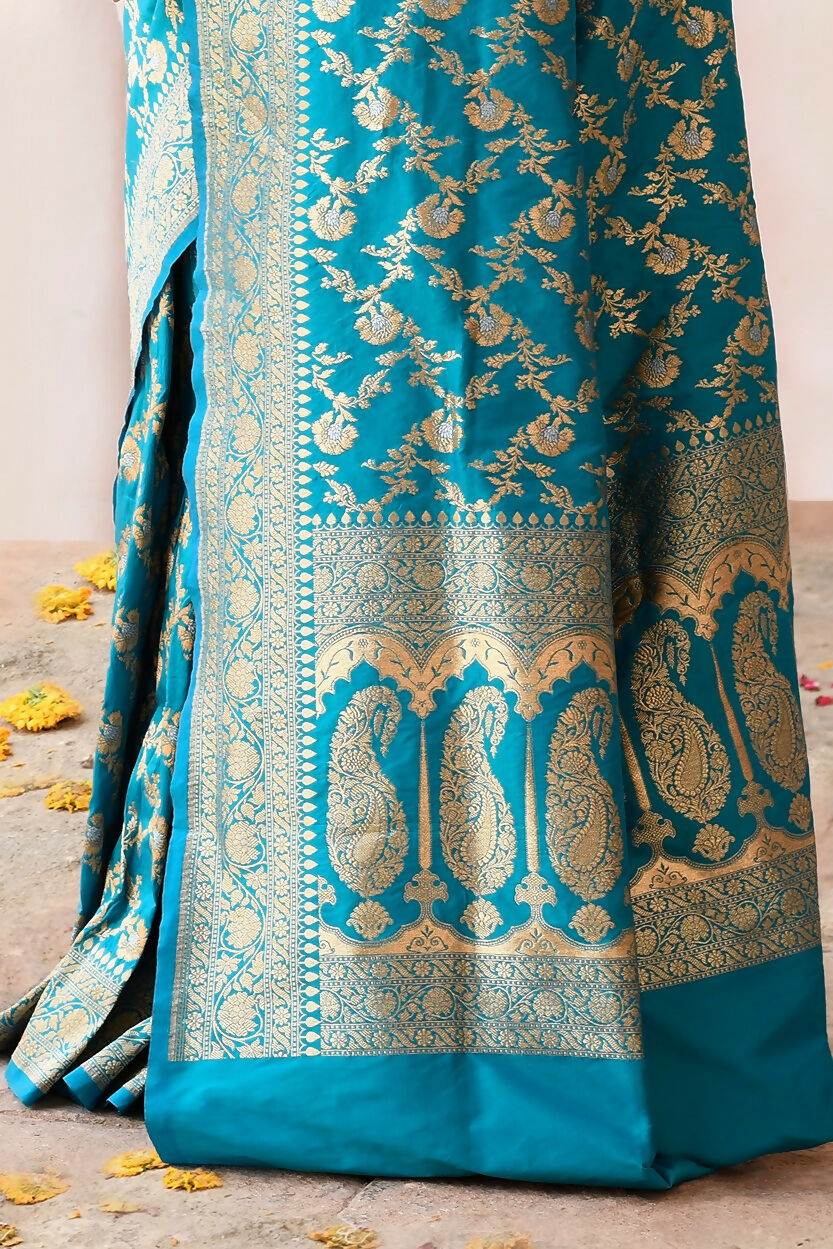 Joban Fashion Aqua Soft Pure Handloom Banarasi Silk Saree