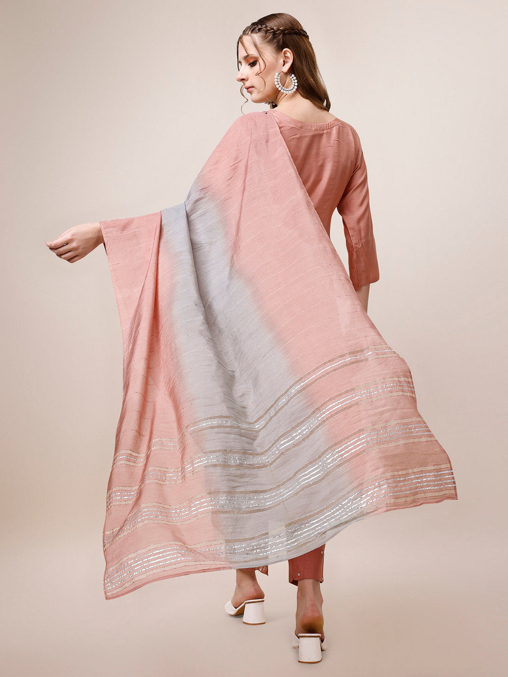 Embroidered Kurta With Pant And Dupatta Set, Multicolor - Hiral Fashion - Distacart