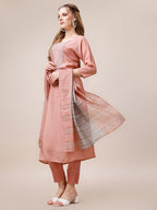 Embroidered Kurta With Pant And Dupatta Set, Multicolor - Hiral Fashion - Distacart