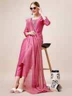 Embroidered Kurta With Pant And Dupatta Set, Multicolor - Hiral Fashion