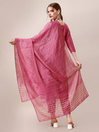 Embroidered Kurta With Pant And Dupatta Set, Multicolor - Hiral Fashion