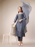Embroidered Kurta With Pant And Dupatta Set, Multicolor - Hiral Fashion - Distacart
