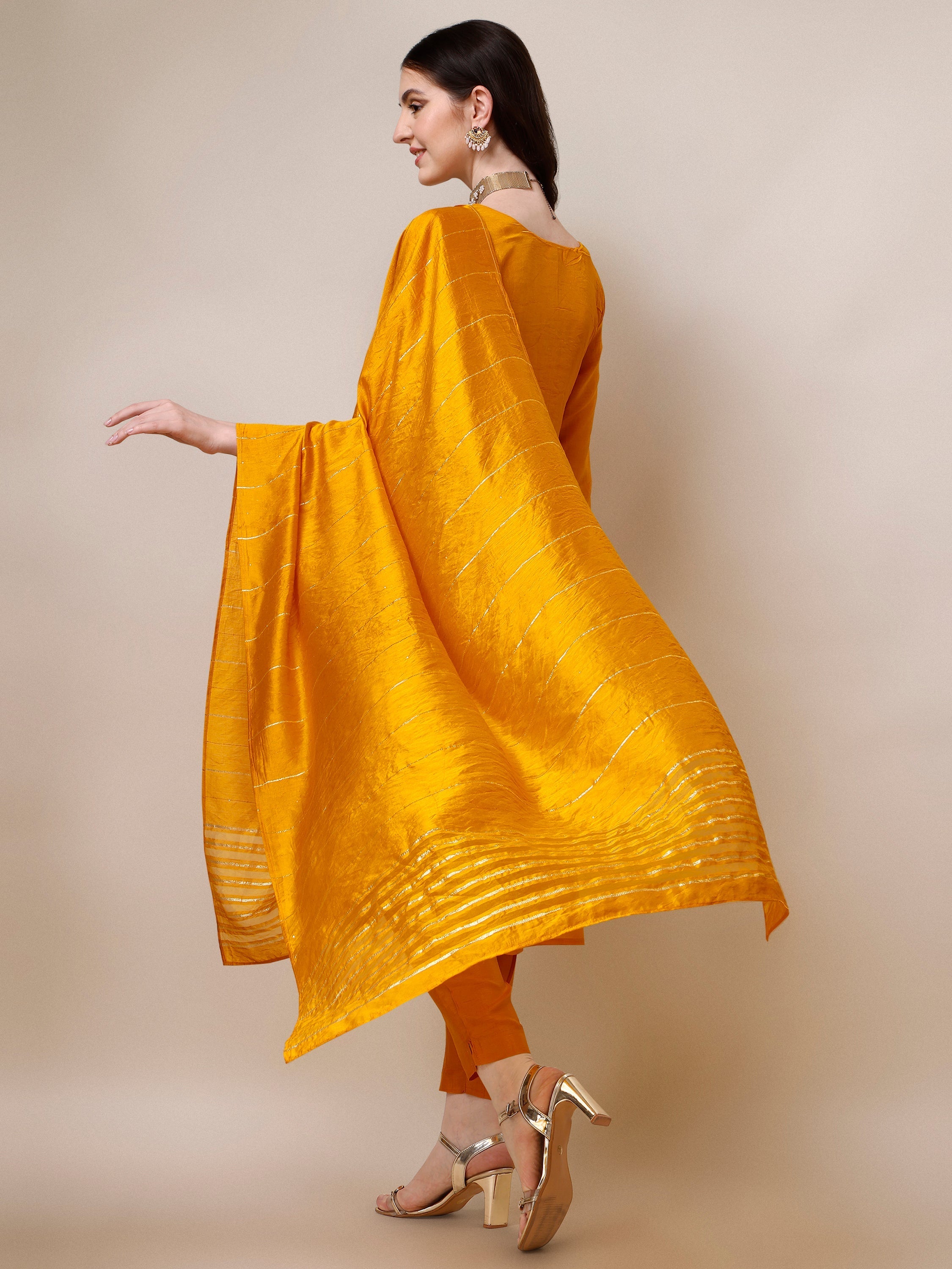 Embroidered Kurta With Pant & Dupatta Set, Multicolor - Hiral Fashion - Distacart
