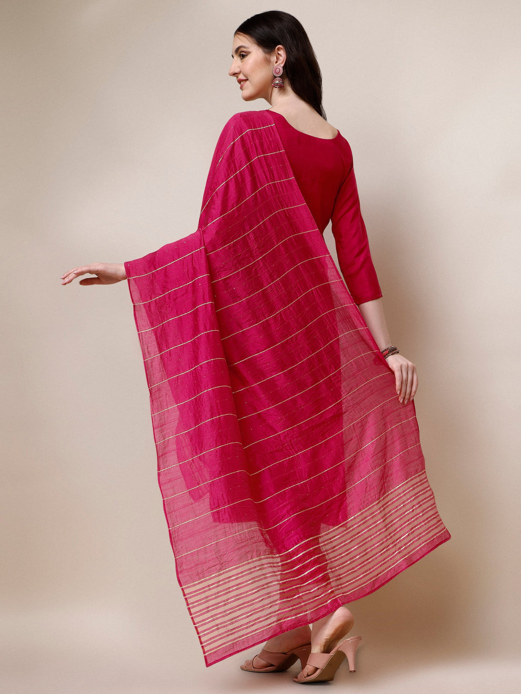 Embroidered Kurta With Pant & Dupatta Set, Multicolor - Hiral Fashion
