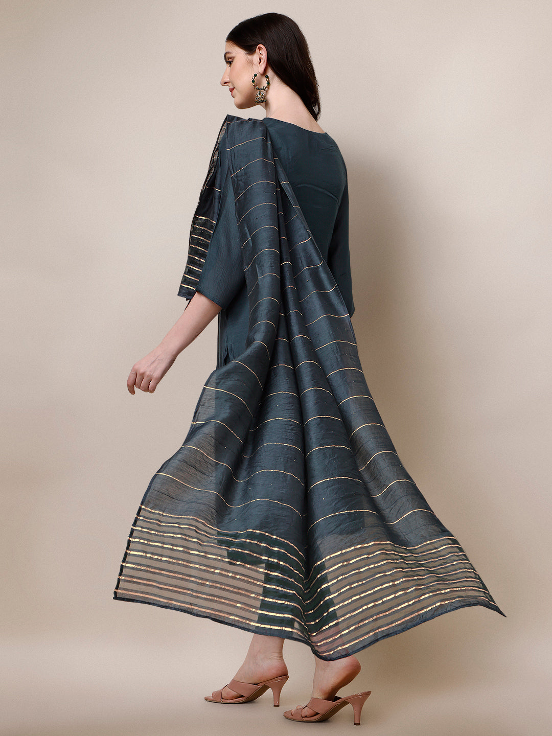 Embroidered Kurta With Pant & Dupatta Set, Multicolor - Hiral Fashion - Distacart