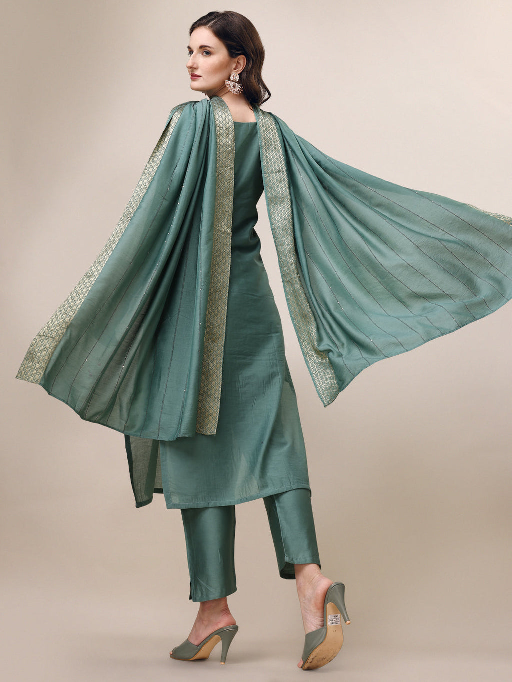 Hand Embroidered Hand Work Kurta With Pant & Dupatta Set, Multicolor - Hiral Fashion